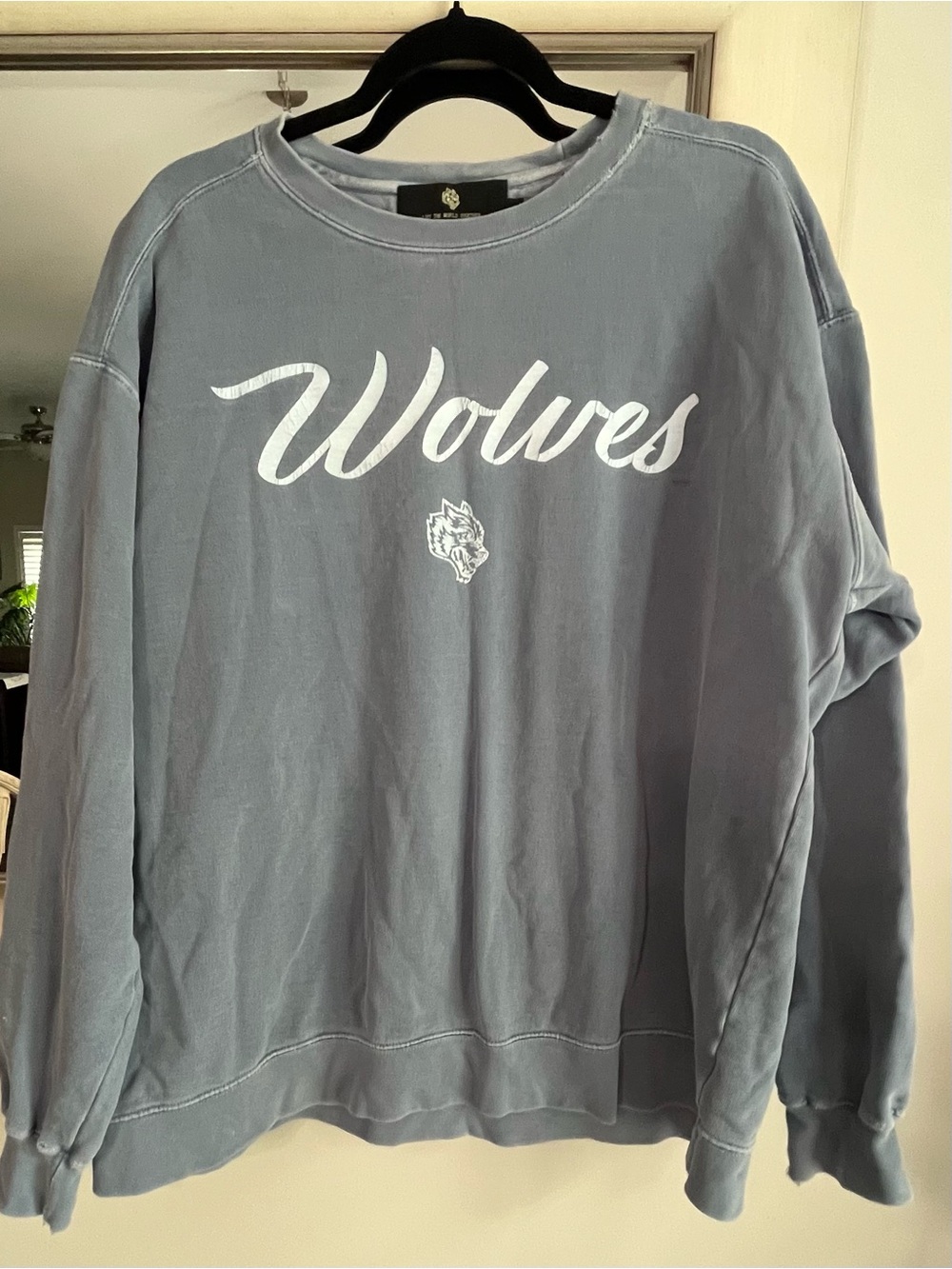 Darc Sport Mens Wolves Cursive Vintage Wash Blue Sweatshirt Limited Ed. 123/1000